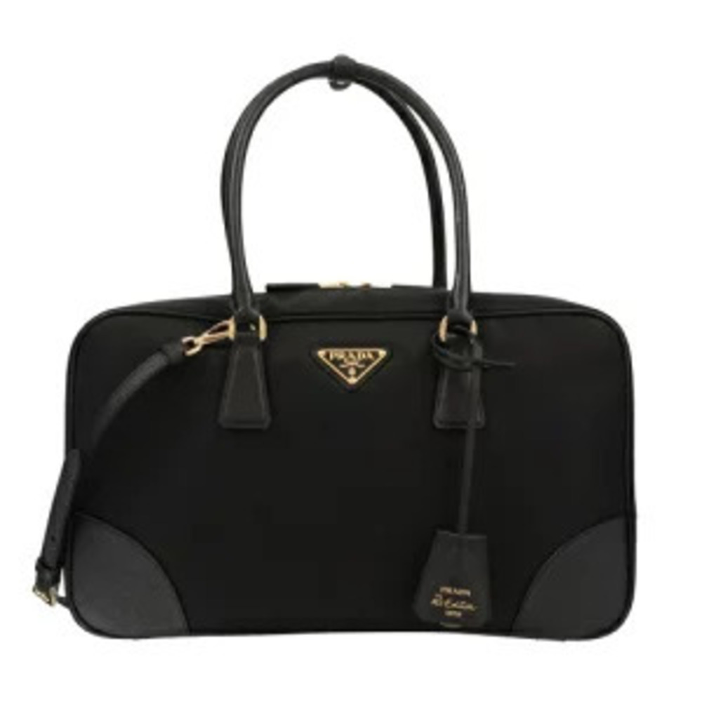 Prada ReEdition Triangle Logo Zipped Tote Bag black